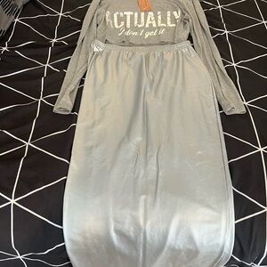 SHEIN Gray Long Sleeve Top and Skirt Set
